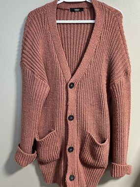 OREO Dusty Rose Chunky Button Down Cardigan Size XL